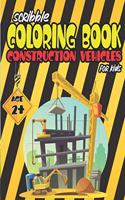 Scribble Coloring Book Construction Vehicles For Kids Age 2+