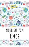 Notizen von Enes: Liniertes Notizbuch für deinen personalisierten Vornamen