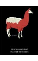 Llama Print Handwriting Practice Workbook