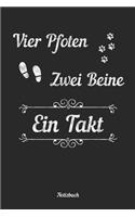Vier Pfoten zwei Beine ein Takt: Punktraster Notizbuch / Tagebuch - 15,24 x 22,86 cm (ca. DIN A5) - 120 Seiten