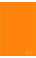 B.Y.: Gold on Dark Orange Fashion Color Monogram Personalized Notebook with Two Initials. Matte Soft Cover Professional Style With120 Blank Lined Pages