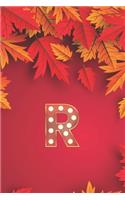 R: Monogram Initial R Notebook for Women, Girls and School, Autumn Leaves 8.5 x 11 Paperback