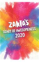 Zanta's Diary of Awesomeness 2020: Unique Personalised Full Year Dated Diary Gift For A Girl Called Zanta - 185 Pages - 2 Days Per Page - Perfect for Girls & Women - A Great Journal F