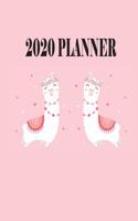 2020 Planner: Custom Design Pretty Pink Llama 2020 Planner Dated Journal Notebook Organizer Gift - Daily Weekly Monthly Annual Activities Calendars Notes To Do Li