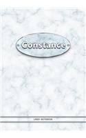 Constance - Lined Notebook: College Ruled Blank Pages Plus Extra Date Neutral Calendar (12 Months) and Notepad Sketch Designs. Cover Print White Marble Background with Silver-I