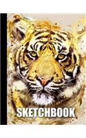 Sketchbook: Tiger Cover Design - White Paper - 120 Blank Unlined Pages - 8.5" X 11" - Matte Finished Soft Cover