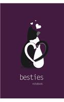 Besties Notebook, Blank Write-in Journal, Dotted Lines, Wide Ruled, Medium (A5) 6 x 9 Inches (Purple)