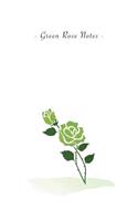 Green Rose Notes: 6"x9" Ruled Lined Notebook - Watercolor Texture Botanic Flower Illustration Cover. Matte Softcover And White Interior Papers.