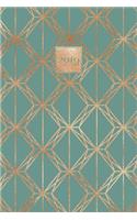 2019: A5 Diary Weekly Planner Journal Wo2p Week on 2 Pages Vertical Layout Green & Copper Geometric Pattern