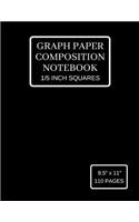 Graph Paper Composition Notebook: Grid Paper Notebook (Large), Quad Ruled 5 Squares Per Inch, Black Soft Cover