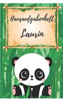 Hausaufgabenheft Laurin: personalisiertes Panda Hausaufgabenheft / Schülerplaner für 1 Schuljahr mit Wochenübersicht / mit 2x Stundenplan / DIN A 5 / 112 Seiten