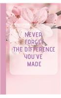 Never Forget The Difference You've Made: An Inspiring Retirement & Appreciation Gift for Professionals and Women Who Have Made a positive and big Impact on People's Lives.