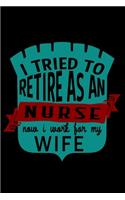 I tried to retire as an nurse now i work for my wife