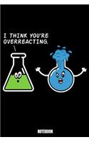 I Think You'Re Overreacting Notebook: School Notizbuch: Notizbuch A5 karierte 110 Seiten, Notizheft / Tagebuch / Reise Journal, perfektes Geschenk für Sie