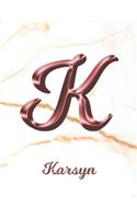 Karsyn: 1 Year Weekly Planner with Note Pages (12 Months) - White Marble Rose Gold Pink Effect Letter K - 2020 - 2021 - Week Planning - Monthly Appointment 