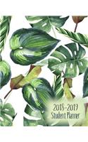 2018-2019 Student Planner: Monthly/Weekly/Daily Planner August 2018 to July 2019 with extras / Tropical Leaves Print Cover / 8" x 10"