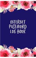 Internet Password Log Book: Password Book with Alphabetic Tabs A-Z, Includes Notes Area, Important Contacts & Birthdays Pages, Red and Pink Flowers with Navy