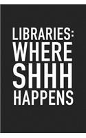 Libraries Where Shhh Happens: A 6x9 Inch Matte Softcover Journal Notebook with 120 Blank Lined Pages and a Funny Book Loving Cover Slogan
