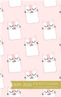 2019-2020 Pocket Planner Weekly and Monthly: Pink Cat Calendar for To-Do List, Appointment Journal and Academic Agenda Schedule Organizer January 2019 - December 2020