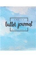 Bullet Journal Dotted Grid Dated Notebook, Sky Blue Watercolor: Large Quarterly Bullet Journal Blank Pages with Number, 150p, 8x10