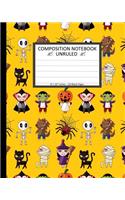 Unruled Composition Notebook 8" x 10". 120 Pages. Cartoon Halloween Monster: Unruled Composition Notebook 8" x 10". 120 Pages. Beautiful Cartoon Halloween Monster Pattern Background Pattern.