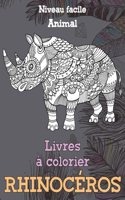 Livres à colorier - Niveau facile - Animal - Rhinocéros