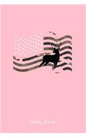 Hunting Journal: Lined Journal - Deer Usa Flag Camouflage Black Hobby Hunter Gift - Pink Ruled Diary, Prayer, Gratitude, Writing, Travel, Notebook For Men Women - 6x