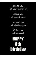 Behind you, all your memories. Before you, all your dreams. Around you, all who love you happy 8th birthday