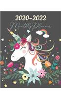 2020-2022 Monthly Planner: Three Year 36 Months Calendar Agenda, Monthly Weekly Yearly Notebook Planner Organizer Schedule With Inspirational Quotes and Holidays, Unicorn Flor