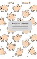 Cute Baby Pig Theme Wide Ruled Line Paper