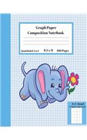Graph Composition Notebook 4 Squares per inch 4x4 Quad Ruled 4 to 1 / 8.5 x 11 100 Sheets: Cute Funny Elephant Flower Gift Book / Grid Squared Paper Back To School Gift Notebook For Math Teens Science Adults Students Programmers note takin