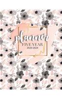 five year planner 2020-2024: Agenda Schedule Organizer Logbook and Journal with pretty floral cover 2020-2024 Monthly planner
