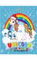 Merry Christmas Unicorn Coloring Book for Kids 4-8