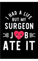 I Had A Life But My Surgeon Job Ate It: Hilarious & Funny Journal for Surgeon - Funny Christmas & Birthday Gift Idea for Surgeon - Surgeon Notebook - 100 pages 6x9 inches