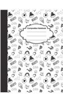 Composition Notebook: Black Cute Cat Girl Rainbow Ice Cream Doodle Color Pattern: College Ruled School Notebooks, Composition Notebook, Subject Daily Journal Notebook: 12