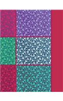 Journal Composition Book: : Art Deco Nouveau Quilt Pattern Boho Motif Journal, Wide Ruled Paper, 200 Blank Lined Sheets with Date Line, 9-3/4 X 7-1/2. Record Daily Thoughts, Ideas, Dreams and Notes.