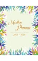 2018 2019 Montly planner: Two Year Daily Weekly Monthly Planner Blue flower bloom