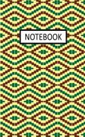 Notebook: African Kente Green and Black Pattern: Lined Journal