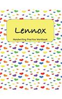 Lennox - Handwriting Practice Workbook: 8.5 x 11 Notebook with Dotted Lined Sheets - 100 Pages - Hearts