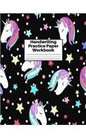 Handwriting Practice Paper Workbook: Cute Unicorn Matte Cover Large 8.5 x 11 Blank Lined Sheets Journal Notebook for Writing Improvement Exercises - Perfect for Preschool, Kindergarten,