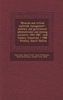 Minerals and Critical Materials Management