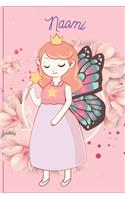 Naomi: Fairy Princess - Personalized Blank Lined Journal Notebook Gift For Girls, Women