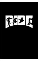 RIDE Snowboard Silhouette Snowboarding: Blank Lined Notebook Journal for Work, School, Office - 6x9 110 page