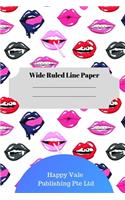 Cute Lips Theme Wide Ruled Line Paper