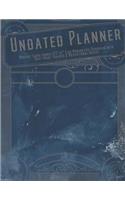 Undated Planner Monthly Large Format 8.5"x11" Chic Modern Life Scheduler: with Daily Habit Tracker and Motivational Quotes Dark Blue Watercolor