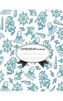 Composition Notebook, 8.5 x 11, 110 pages: Hand-drawn-marine-life: (School Notebooks)