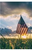A Sunlit American Flag in a Field United States Journal