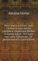 Mater amoris et doloris: quam Christus in cruce moriens omnibus ac singulis suis fidelibus in matrem legavit : ecce mater tua : nunc explicata per . SS. patrum sententia. (Latin Edition)