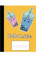 Boba Life: Cute Kawaii Bubble Tea Yellow Dot Grid Notebook