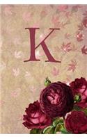 K: Initial roses floral line notebook jotter